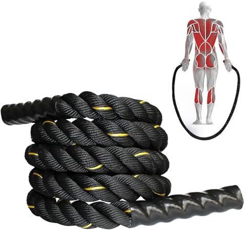 HIULLEN Corda per saltare ponderata per adulti, fitness, 1,2 kg, pesante corda per saltare per allenamento, saltare la corda per uomini e donne, costruzione muscolare, attrezzatura per l'allenamento