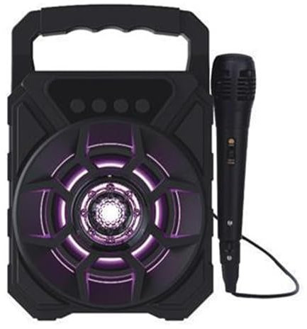 Karaoke Machine with Microphone, Portable Karaoke Speaker with Cool Lighting, for Outdoor Camping Family Party, Supports Plug in Card Function