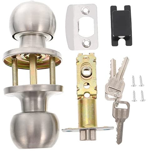 Yardenfun 1juego Cerradura De Puerta Con Pomo De Acero Inoxidable Manija Interior Y Exterior Con Llave Seguridad Para Habitaciones Y Hogar Diseño Duradero Y Resistente La Corrosión