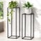 DanDiBo Pflanzenständer 96587 Metall 100 cm und 80 cm Schwarz Eckig 2er Set Beistelltisch Hoch Blumenhocker Blumenständer Modern Design