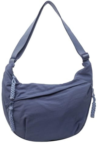 Ldabrye Damen Handtasche, Hobo-Tasche, Tragetasche, Einfarbige Nylon-Tasche, Blau, Ca. 34 X 22 X 9 Cm