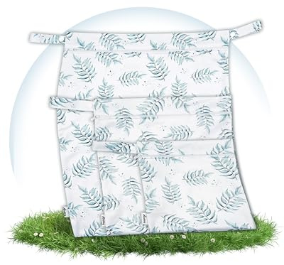 Hinzling Wetbag (Green Fern - S) – Nasstasche für Stoffwindeln – Nachhaltige Wetbags aus recyceltem Polyester – Wetbag für Kindergarten und Unterwegs – Wetbag Kindergarten Oeko-TEX Zertifiziert