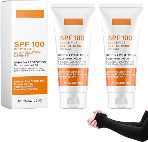 Sonnencreme 2 PCS Sonnencreme Gesicht Sunscreen Sonnenschutz Gesicht Sonnencreme Lsf 100 Kommt mit 1 Paar Sonnenschutzärmeln Aus Eisseide Sonnenschutz Gesicht für Jeden Hauttyp