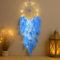Feder Traumfänger Dreamcatcher mit LED Lichtern Wandbehang Kunst Bohemian Dekoration Stil Zimmer Fenster Balkon Schlafzimmer Hochzeit Party Deko Hochzeitsgeschenk Mädchen Kinder Geschenk (Blue)