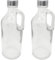 Acan Tradineur - Pack de 2 Botellas de Cristal con asa 1000 ml, Tapa de Rosca de plástico y Metal, Jarra dispensadora 24,7 x 9,5 cm para Agua fría o Caliente, Bebidas