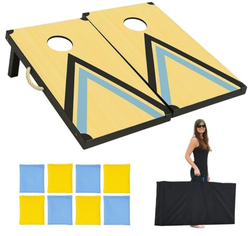 Cornhole Bean Bag Toss Game – 60 x 90 Cm Set of 2 Large Quality Wooden Boards with Carry Bag & 8 Bean Bags - Outdoor Game for Adults & Teens – Ideal for Camping, Garden, & Backyard Parties