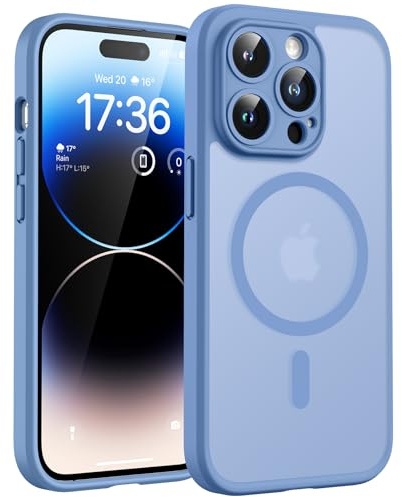 TOCOL für iPhone 14 Pro Hülle, Kompatibel mit MagSafe, Hellblau | Vollständiger Kameraschutz Handyhülle, Eingebauter Magnetring Case, Militärschutz Stoßfest Kratzfest Haltbarkeit Phone Cover