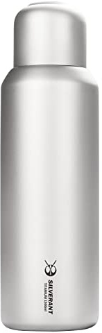 SILVERANT Bouteille d'eau en titane – Bouteille d'hydratation de grande capacité avec tasse en titane pour randonnée, escalade, randonnée, sport de plein air (bouteille de 1500 ml + tasse)