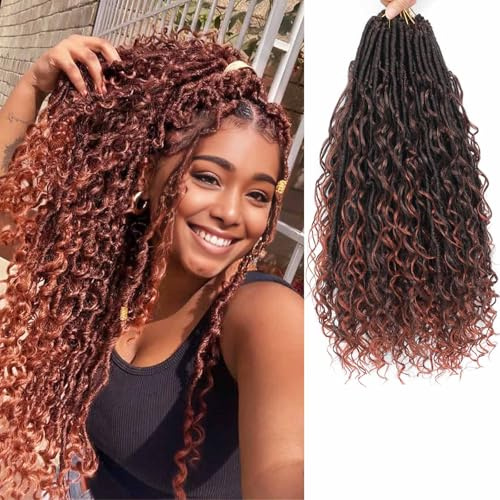 Goddess Locs Lot de 7 extensions de cheveux au crochet bohème, faux locs, pré-bouclés, pour femme, 60 cm