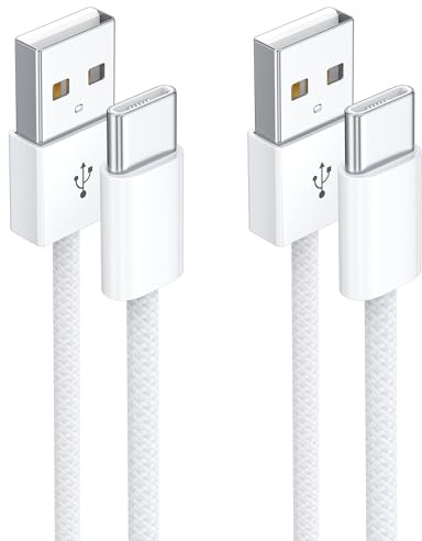 USB C Kabel 1M 2Pack Ladekabel USB C Schnellladekabel Nylon USB A auf USB C | Ladekabel Typ C für iPhone 17 16 15 Pro Max, Samsung Galaxy S24 S23 S22 S21 S20 Note 10, Huawei P60, Google Pixel, Xperia XZ