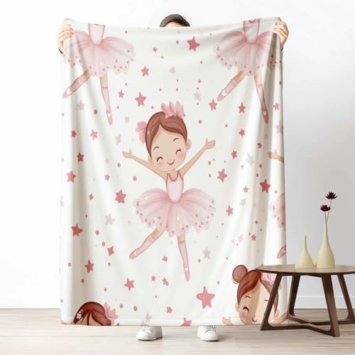 3D Kuscheldecke für Erwachsene Cartoon Prinzessin Wohndecke Flauschig als | Sofa Deko Kinder Muster Tagesdecke Süß Tänzerin Fleecedecke Warm für Couch & Sessel, 130x150 cm