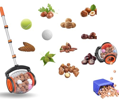 LAISANIM 2026 Nut Gatherer, 26.37-56.3 Inch Acorn Picker Upper Roller for Walnuts, Portable Multifunctional Chestnuts Picker Pole Tool, Fallen Apples Tennis Balls, Newest Model