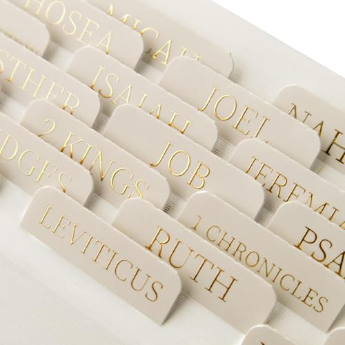 KINDLUME 75 Pièces Onglets Bibliques Laminés, Onglet Bible Francais avec Dorure Or, Accessoires Bible Imperméables, pour Étude Biblique et Théologie
