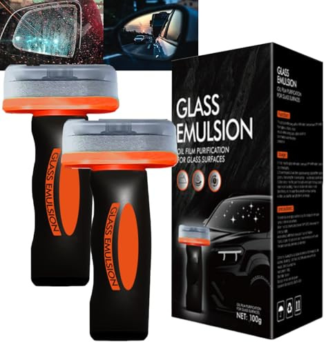 Q4 Windshield Cleaner,Q4 Glass Guard,Glass Emulsion Cleaner,Glass Handle Oil Film Remover Lotion,Car Windshield Oil Film Remover,Removes Oilfilm & Smudges (2PCS)