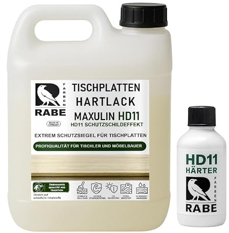 RABE 2K Hartlack Matt MAXULIN HD11 für Tischplatten Thekenlack 2 Komponenten Holzlack Klarlack farblos Möbel Lack Eiche uvm (1, Transparent, 5,5 Liter)