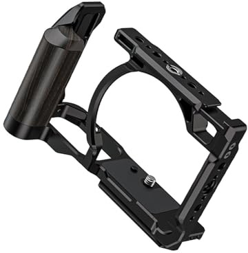 Cage professionnelle en alliage d'aluminium avec poignée en bois Fixation polyvalente pour microphones et trépieds Cage d'appareil photo