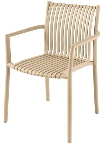 Stuhl STUDIO ITALIA - 55cm - greige - Kunststoff stapelbar Outdoor | Montiert geliefert, hoher Komfort, pflegeleicht, langlebig, stabil, Stauraum, Wetterfest, Design