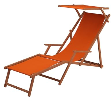 Erst-Holz Liegestuhl terracotta Sonnenliege Strandstuhl Deckchair Fußablage Kissen Sonnendach 10-309FSKH