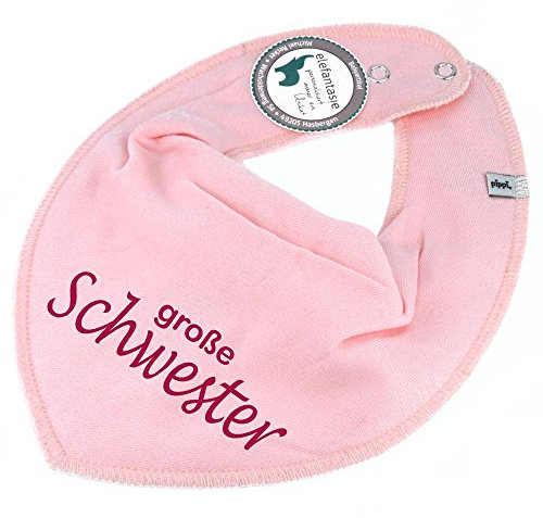Elefantasie HALSTUCH mit Spruch große Schwester für Baby oder Kind rosa aus Baumwolle in Einheitsgröße