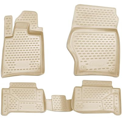 OMAC Gummimatten Fußmatten kompatibel mit Audi Q7 4LB 2006-2015 TPE Automatten Beige 4X