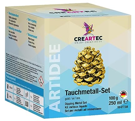 CREARTEC - Tauchmetall-Set - Gold - zum Überziehen von Gegenständen mit einer Gelbgold Schicht - 350g - Made in Germany