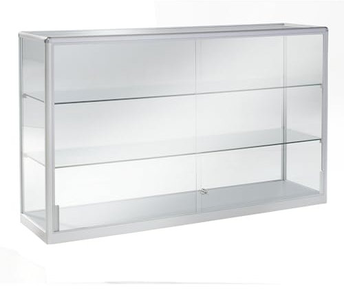 eurokraft | Vitrine | Ausführung halbhoch | Breite 1200 mm | 2 Schiebetüren | schwer entflammbar