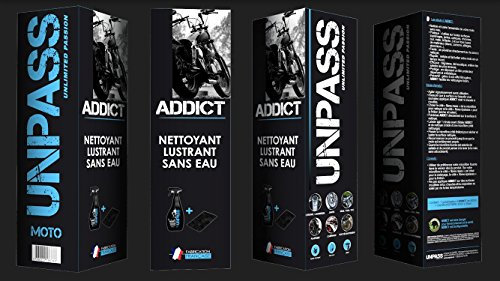 Unpass Nettoyant Lustrant sans Eau Moto + Microfibre, Étui Pulvérisateur 750 ML