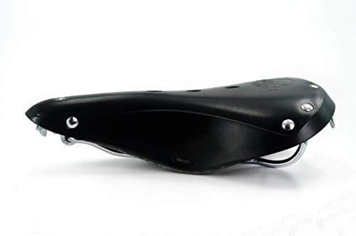 TentHome Vintage Fahrrad Sattel Leder Fahrradsitz Unisex Fahrradsattel Retro Braun Schwarz Line Sättel Classic Nieten Tourensättel (Schwarz)