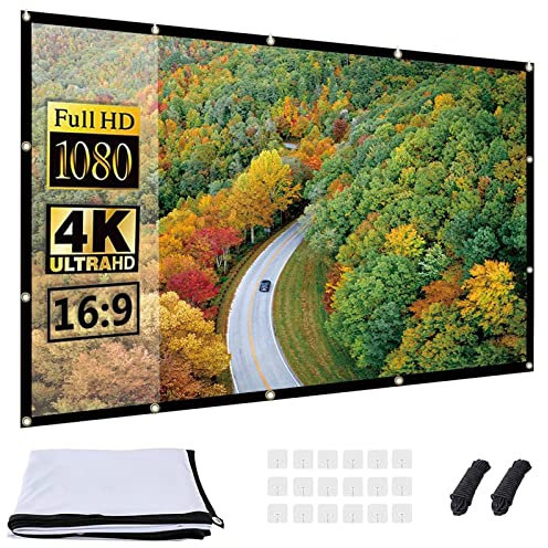 OWill Leinwand Beamer 120 Zoll,16:9 HD Faltbarer Beamer Leinwand, Anti-Falten Doppelseitige Projector Screen,Tragbarer Projektor Leinwand für Zuhause,Schule,Treffen