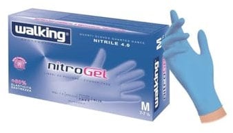 WALKING Guanti Nitrile Senza Polvere Confezione da 100 Pz Taglia M - 7/7,5
