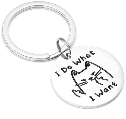 Kivosliviz Katzenschmuck für Frauen, Schlüsselanhänger, Katzenbesitzer, Geschenkidee für Katzenliebhaber, Katzen-Schlüsselanhänger, silber, stainless-steel