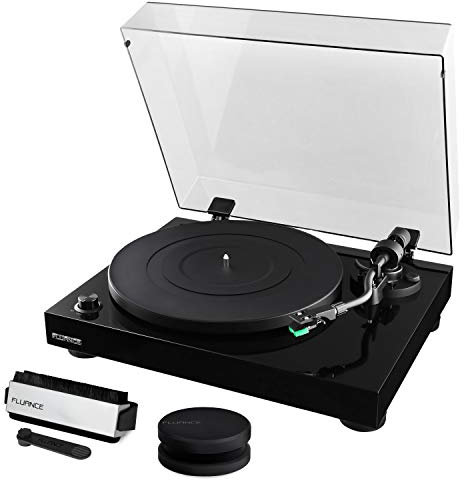 Fluance RT81 Elite High Fidelity Vinyl Turntable Record Player featuring Audio Technica AT95E, Belt Drive, Built-in Preamp with Record Weight and 3 in 1 Stylus and Record Cleaning Vinyl Accessory Kit