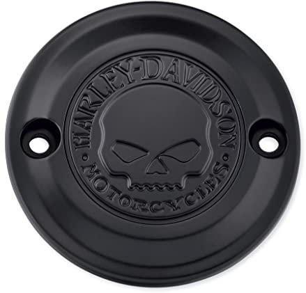 Harley-Davidson Zündungsdeckel Timer Deckel Willie G Skull mit Montagezubehör für Softail ab 18 & Touring ab 17 Schwarz