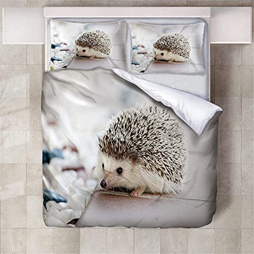 YJJPP 3D bettwäsche Bettbezug Mit Kissenbezug Igel Einzeln (135x200 cm), 2er Set 1 Stück Bettbezug + 1 Stück passender Kissenbezug