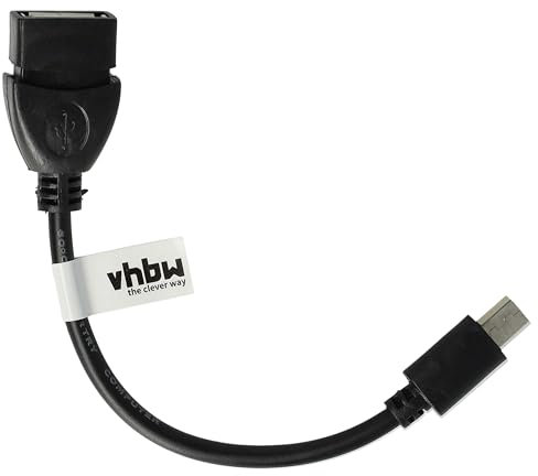 vhbw Adattatore OTG sostituisce Canon UA-100 per dispositivi mobili - Cavo da Mini USB (Maschio) a USB (Femmina), Nero