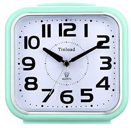 14 cm geräuschloser analoger Wecker, kein Ticken, sanftes Wachen, Pieptongeräusche, erhöhte Lautstärke, batteriebetriebene Schlummer und Lichtfunktionen, einfach einzustellen