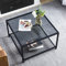 SAYGOER Glas-Couchtisch mit Ablagefach, 2 Etagen, modern, industriell, quadratisch, einfacher Mitteltisch für Wohnzimmer, Zuhause, Büro, kleiner Raum, 27.6x27.6x17.7 cm, grau, schwarz