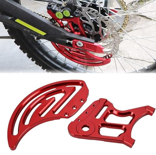 BILLFARO 2Pcs Rear Brake Disc Guard Cover,Dirt Pit Bike Aluminum Motorcycle Parts Sprocket Guards Derailleur Cover Caliper Chain Protector for Sur Ron S/X Light Bee/Segway X260 X160 (RED)