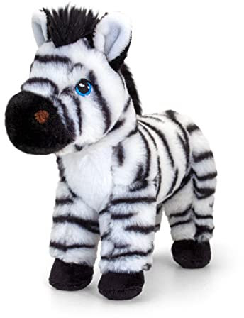 Keel Toys Keeleco SE1037 Plüschtier, 100% recycelt, umweltfreundliches Spielzeug für Kinder, Zebra-Plüschtier, 20 cm, Schwarz/Weiß