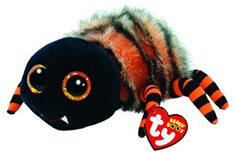 Ty - Plüsch - Beanie Boos Special Halloween - Spinne - Ingrum - Schwarz und Orange - Spinnen mit orangefarbenen Glitzeraugen - Die Puppe mit großen Glitzeraugen - 15 cm - 36495