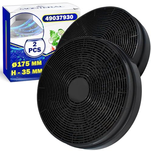 2 Stück Aktivkohlefilter Dunstabzugshaube Ø 175 mm H 35 mm mit dem Originalcode 49037930 für Candy für Haier KF561 für Bomann AS0015184 für Fagor CF110 für PKM MIZ0023 für Respekta - MONTERAL