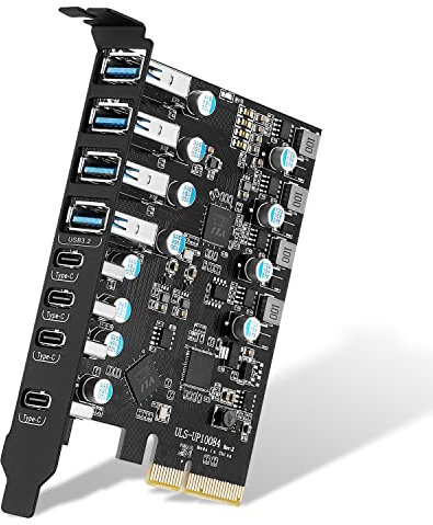 YEELIYA Carte d'extension USB 3.2, 10 Gbps 8 Ports USB PCI Express Card pour PC de Bureau Windows 7/8/10 Linux Mac OS