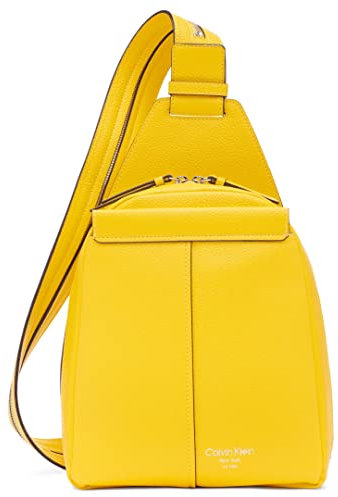 Calvin Klein Damen for Women – Vegan Leather Backpack, 2 Pockets Myra Convertible Sling Rucksack, Daffodil, One Size