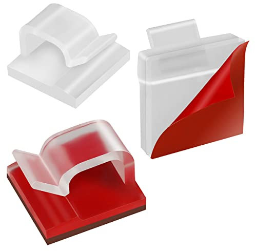 LICQIC 120 Pcs Self Adhesive Cable Clip, Outdoor Hooks for Lights, Cable Wire Management Clips for Car Office Home Fairy Light Decoration, Transparent