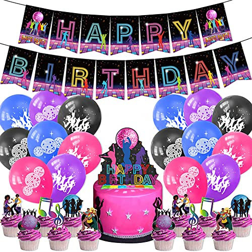 HGSHUO Disco Party Deko Ballons Discokugel Luftballons Latex Ballon 70er 80er 90er Dekoration Geburtstag Tortendeko Happy Birthday Banner Disco Retro Hip Hop Themenparty Luftballon