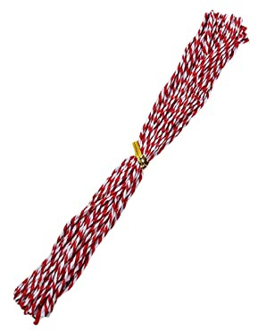 Colcolo Jute Twine, Craft Twine Rope Gift Wrapping Twine for Packaging Tying Cake Box, Red and White