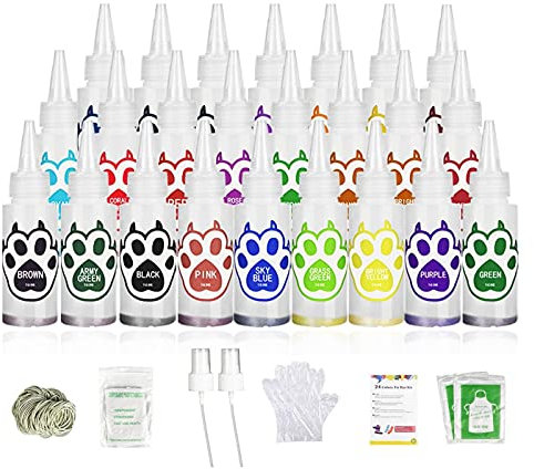 Batik-Set, Batikfärbe-Set, 24 Farben von 100 ml Farbstoffen, Kunst und Handwerk zum Färben von Stoff, Kleidung – kreative Kunsthandwerk, Spiele, Aktivität für Kinder und Erwachsene, allgemein