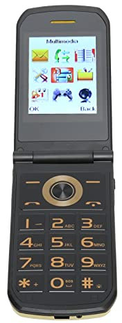 Téléphone à Rabat, Téléphone Portable déverrouillé avec écran de 2,4 Pouces, Lampe de Poche, Batterie Amovible, Téléphone Portable 2G pour Personnes âgées âgées (Or)