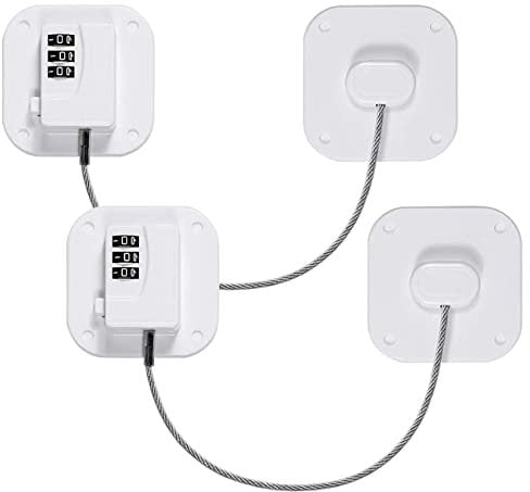 Geliking 2 Pcs Password Fridge Lock, Children Safety Refrigerator Door Lock, Cabinet Lock, Kids Security Window Lock with Strong Adhesive (White)