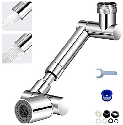 Gsrhzd wasserhahn aufsatz, wasserhahn verlängerung, 1440° drehbarer Wasserhahn Luftsprudler mit Spritzfilter Und Adapter, einziehbarer schwenkbarer multifunktionaler Verlängerungshahn für Küchen bad